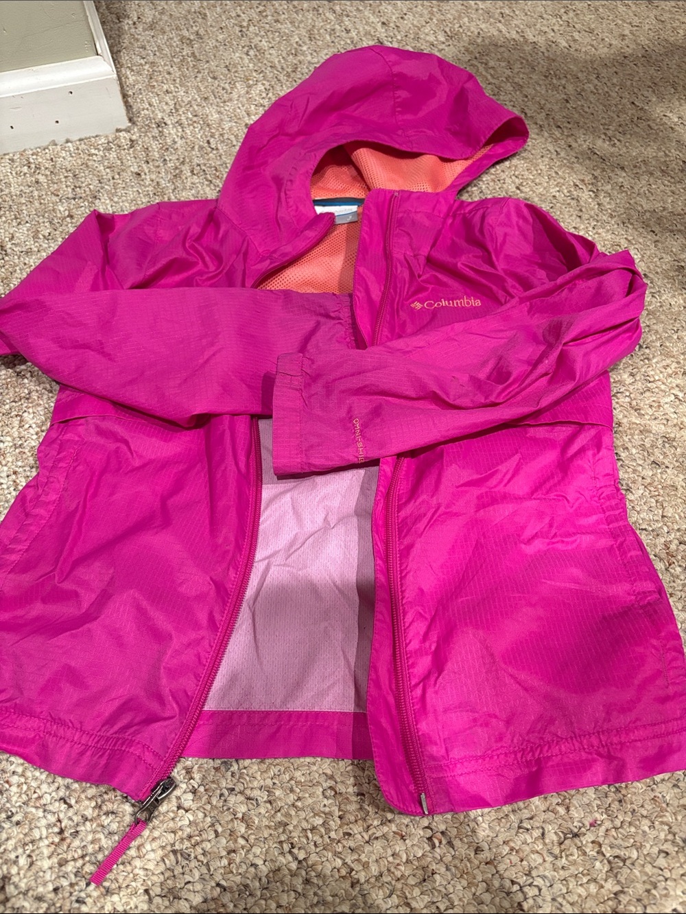 Columbia Girls' Bright Fuchsia Hooded Raincoat